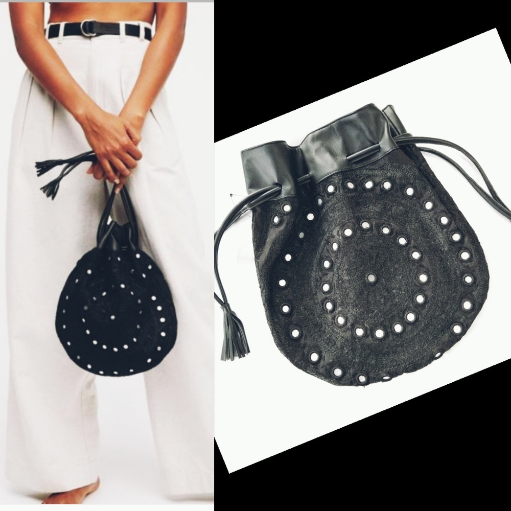 Free People Black Satchel with Studded Design